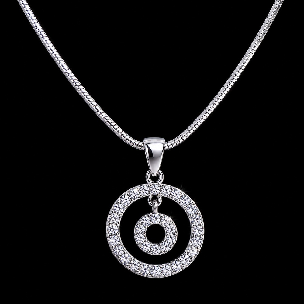 Necklace Sterling Silver Overlay 17" Snake Chain Made with Swarovski Crystal New